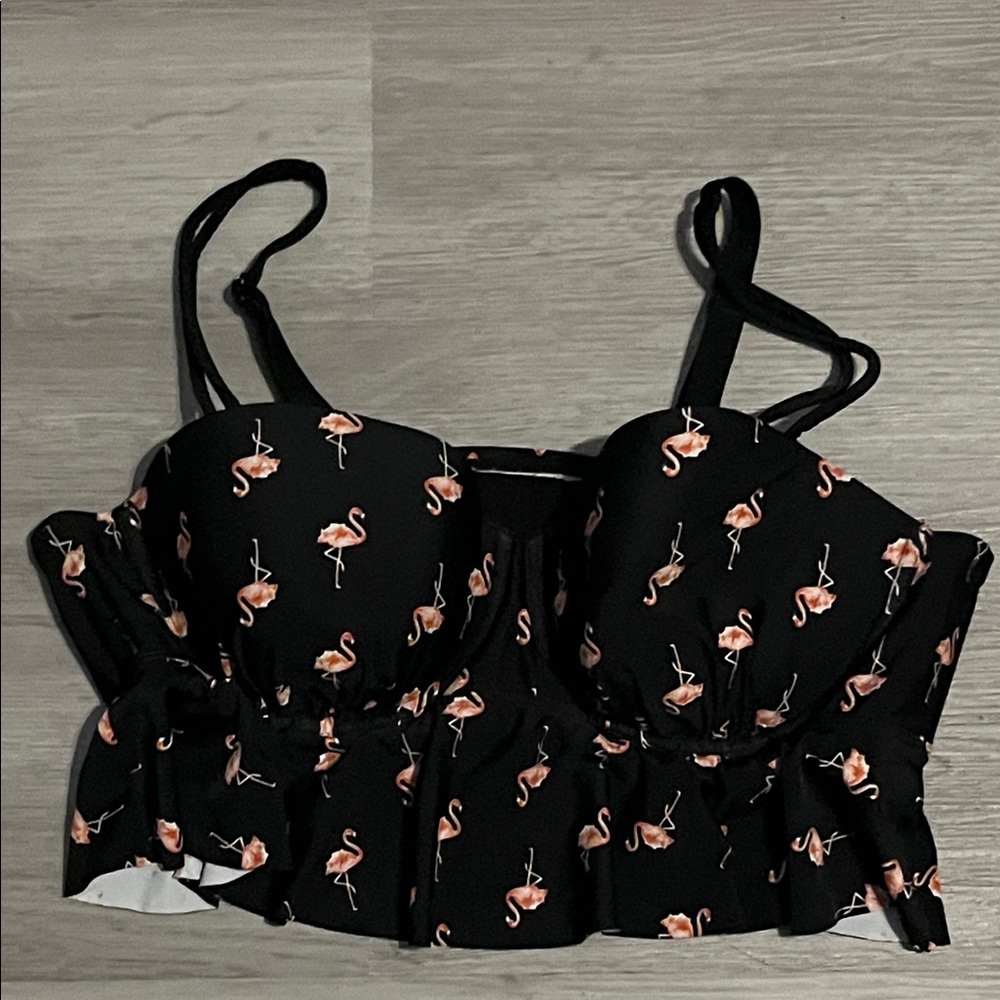 Cactus Black Flamingo Women's Swim Crop Top